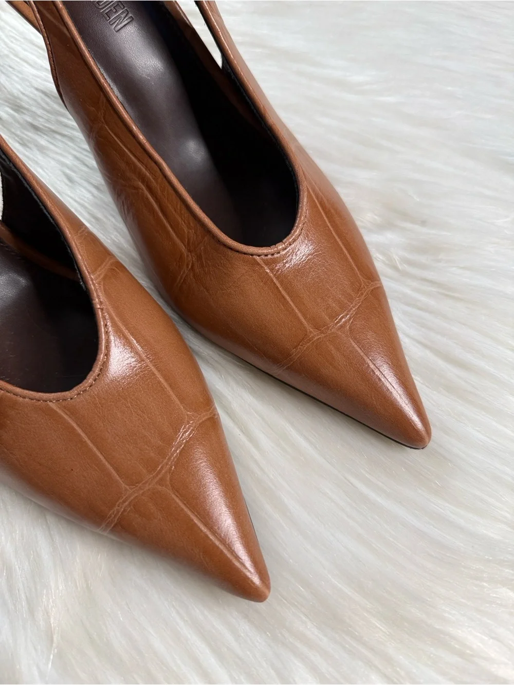 Steve Madden Brown Croc Embossed Andromeda Slingback Pumps